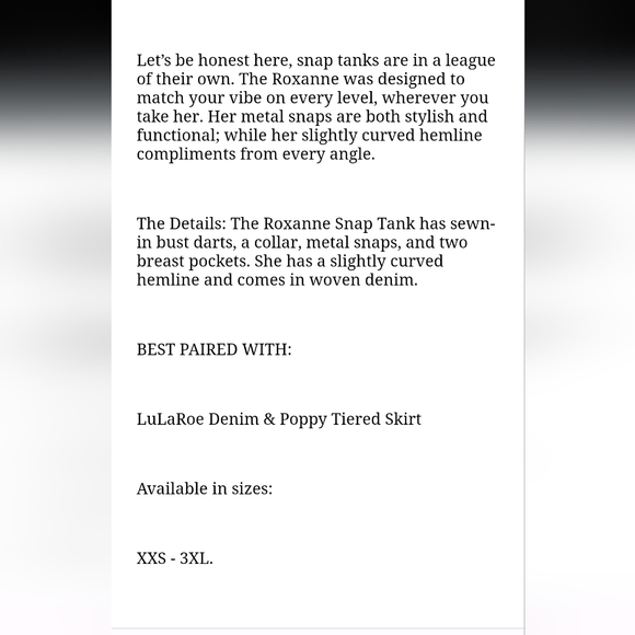 LuLaRoe Roxanne snap tank size XL - Picture 12 of 16